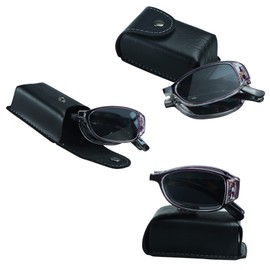 VisionGlobal 3 Pairs Reading Glasses/Sunglasses Foldable with Blue Light Blocking lens Compact Folding Glasses for Women (Purple, +1.25 Magnification)