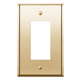 LIDER Decorator Switch or Receptacle Metal Wall Plate, Stainless Steel Outlet Cover, Corrosion Resistant, Mid-Size 1-Gang 4.88" x 3.11", 201 Stainless Steel, LMWP-31M-PB, Polished Brass