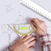 Pack of 2 Plastic Rulers, 2 Triangle Rulers, Ruler Transparent