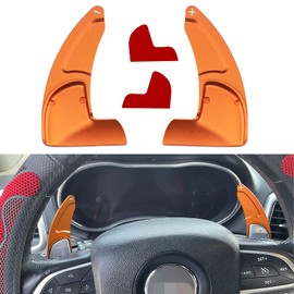 MOEBULB Steering Wheel Shift Paddle Extension Cover Compatible with Jeep Grand Cherokee 2014-2020 Dodge Challenger Charger Durango RT and Scat Pack Extended Shifter Trim Cover 2pcs - Orange