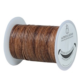 Autentico Leather String Cord for Making Necklace, Bracelets and Jewellery, Genuine Cowhide Leather Round Braided String Bolo Tie Cord Rope for Shoe Laces and DIY Crafts (Brown, 1.5mm)