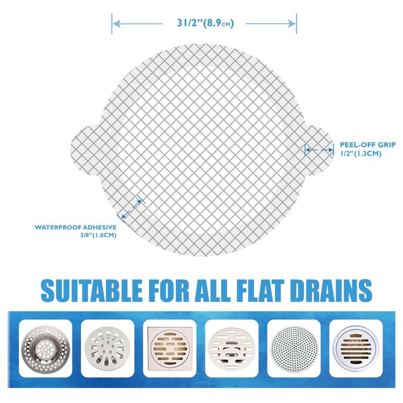 35 Pack Disposable Shower Drain Hair Catcher Mesh Stickers
