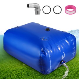 LANUEVA 158 Gal/600L Portable Water Storage Bladder, 1000D PVC Foldable Water Tank with Spigots and Overflow Kit, Water Storage Containers for Emergency Water, RV, Irrigation&Camping (Blue, 600L)