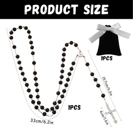 SOETDERT Rosary Necklace Catholic, Communion Rosary Beads Catholic Necklace, Silver Metal Cross Chain for Men Women, Metal