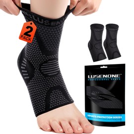 Pack of 2 Ankle Brace Bandage Ankle Brace for Plantar Fasciitis, Achilles Tendon, Best Compression Socks for Women/Men, Orthopaedic Foot Brace Right / Left, Black, S