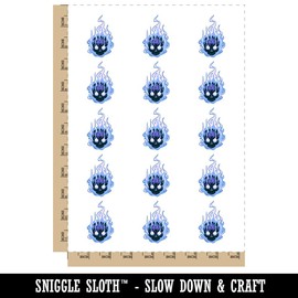 Flaming Skull Ghost Skeleton Head Monster Temporary Tattoo Water Resistant Fake Body Art Set Collection - 15 2" Tattoos (1 Sheet)