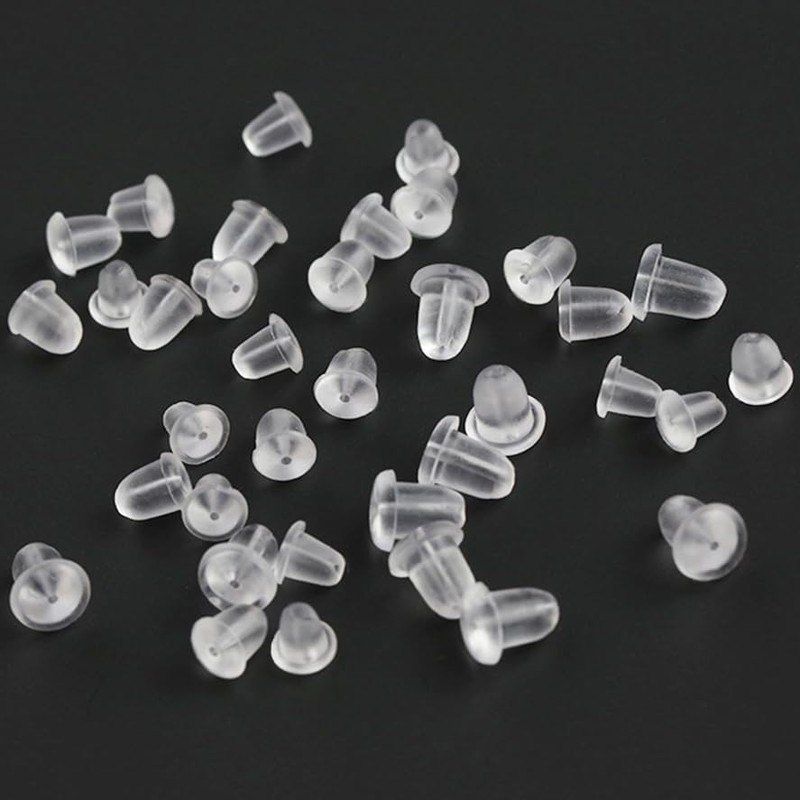 Zocita 200 Pcs (100 Pairs) Silicone Earring Backs, Clear Safety