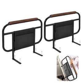 Skuehod Bed Side Rails for Adjustable Bed Base for Elderly Adults Safety, Fit Wooden Base Only, for Mattress Under 10 Inches, Set of 2