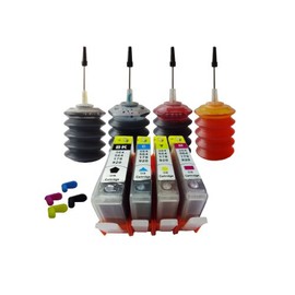 ND Brand Dinsink: 4 Pack US Patent HP 920 Refillable ink Cartridges with Chips + 4x30ml Premium refill ink kit for HP Officejet 6000 6500 6500a 7000 7500a . The item with ND Logo!