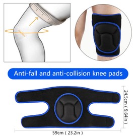 Knee Pads for Work, Protective Garden Kneeling Pads Anti-Slip Collision Avoidance Knee Sleeve for Women and Men, Multifunction Knee Caps for Gardening, Sport, Skating (Black with Blue Rim)