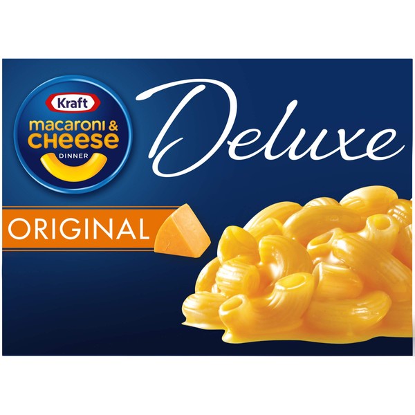 Kraft Macaroni & Cheese Deluxe Dinner, Original Cheddar, 14-Ounce Boxes (Pack of 8)