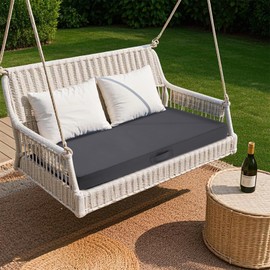 SHACOS Outdoor Bench Cushions 42 x 16 x 3.2 Inch Thick Bench Cushion, Waterproof Fade-Resistant Removable Cover with Ties Piping Edge, Bench Seat Cushions for Swing Patio Porch Furniture, Dark Gray