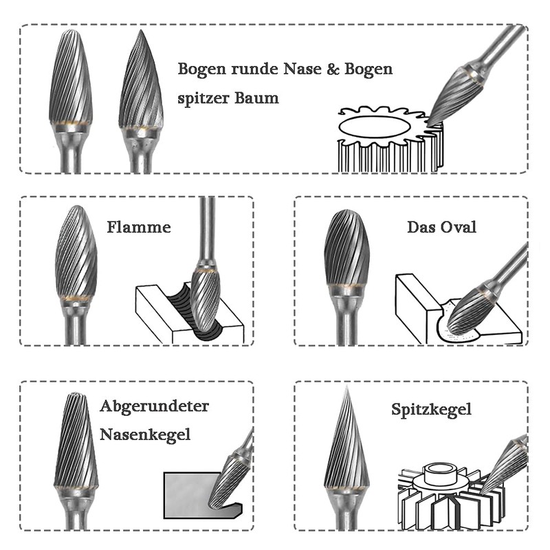 Mesee 10 Pieces Carbide Burr Set, Rotary Drill Bit Set,