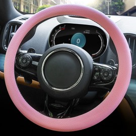 Spurtar - Funda para volante, suave y ultrafina con textura de silicona para volante, 14 a 15 pulgadas, antideslizante, color rosa para volante, para mujer, funda para volante de coche