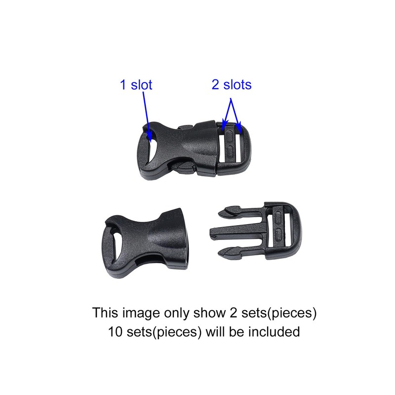 BAIWOAK Quick Release Buckles 15mm/20mm/25mm/32mm/38mm/50mm, Double Adjustable Plastic Buckle Clips