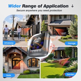 Chtoocy Solar Driveway Alarm Wireless Outside 1/2 Mile Long Range, 3 Sensitivity & Weatherproof for Outdoor/Indoor Property Security Alarm, Rechargeable Battery Expandable Motion Detector & Sensor