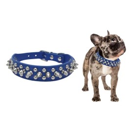 Collar Para Perro Con Picos Metal Tipo Cuero Con Estilo Rudo