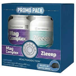 HEALTHADDICTION - Promo Pack Mag Complex + Zleeep | Citrato de Magnesio y Fórmula Botánica con L-Teanina, Pasiflora y 5HTP | 120 Cápsulas | Incluye Antifaz