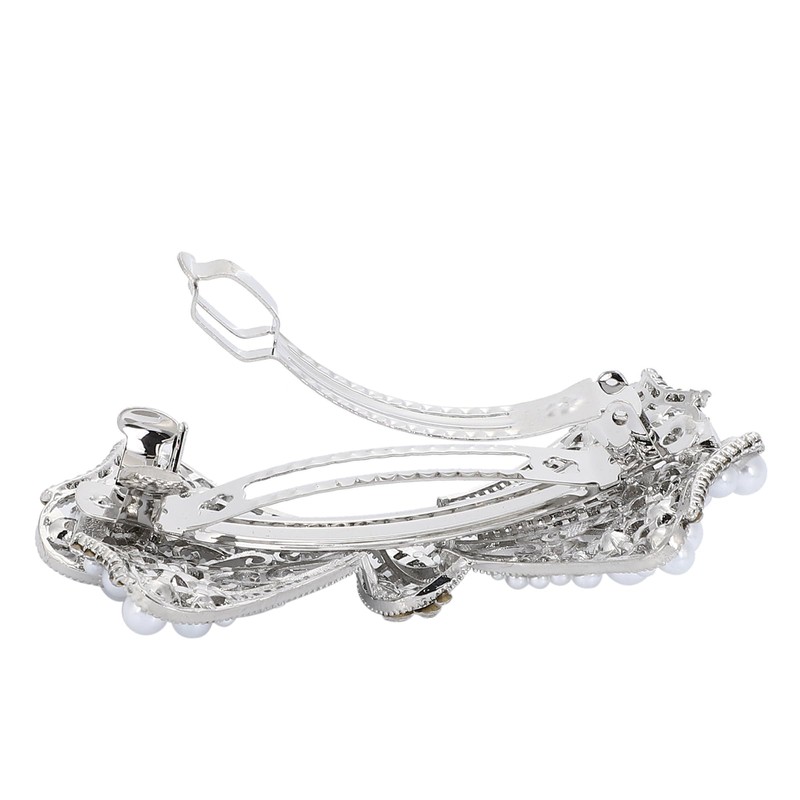 Campanula 327 Silver Lace Ribbon Barrette, Large, 1 Piece, Storage
