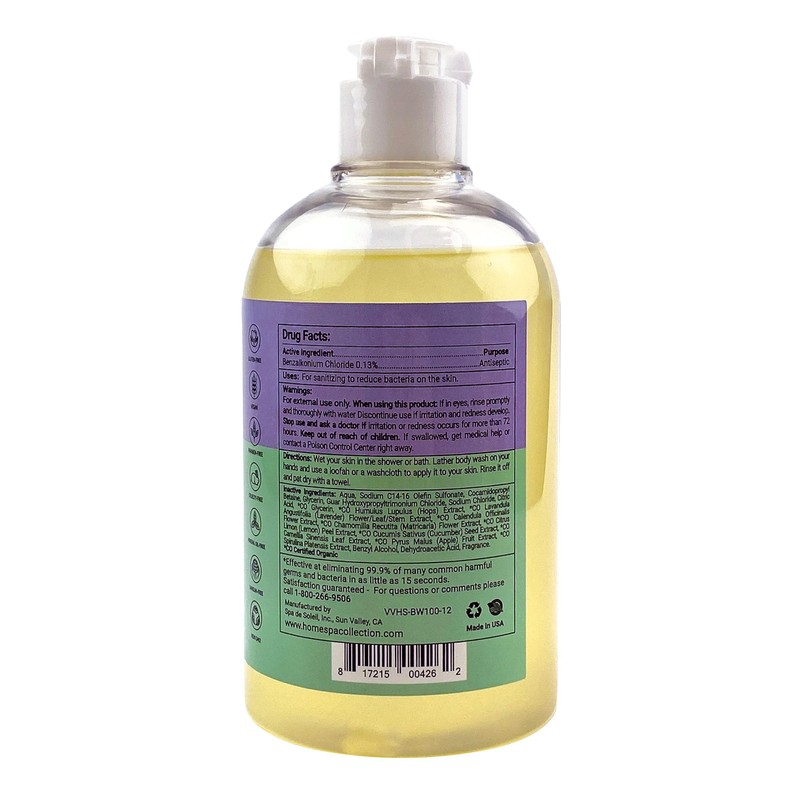 VITA VIE Body Wash, Lemon Scent, Antibacterial Soap for Hands