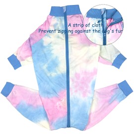 D.E.E Dog Pajamas Large Sized Dog Surgery Recovery Cotton Dog Clothes Prevent Licking Wound Big Dog Shirts Girl Boy Lightweight Dog Jumpsuits (ZipBlue, 2X-Large)