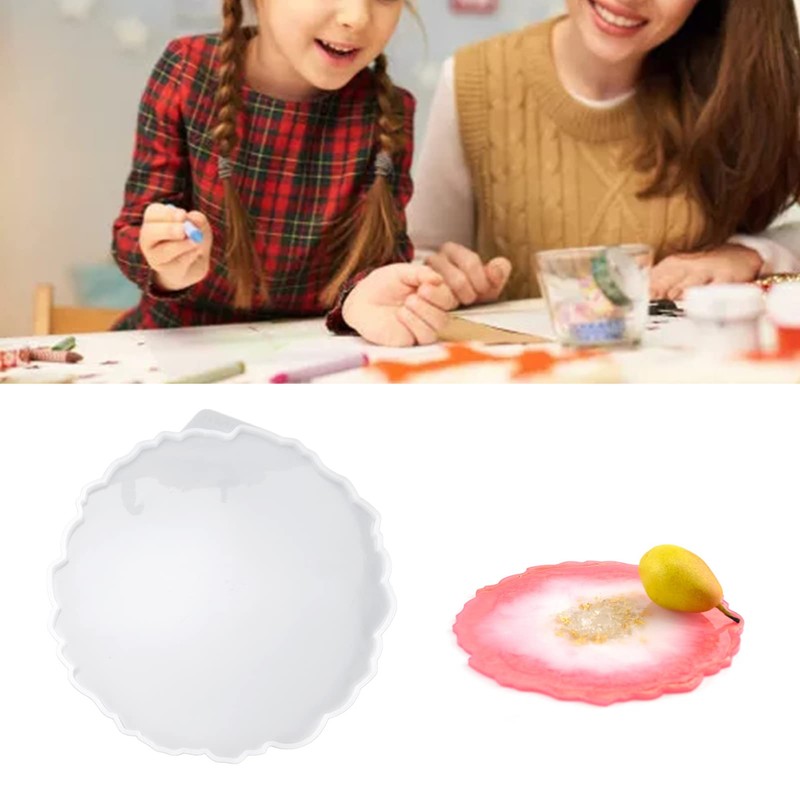 Large Round Resin Tray Mold, Irregular Silicone Serving Tray Geode