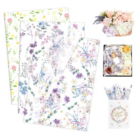 Larcenciel 60 Sheets Vintage Floral Tissue Paper, Wild Flowers Art Tissue Paper for Gift Bags, Colorful Watercolor Gift Wrapping Tissue Paper for Crafts Packaging Christmas Holiday Wedding,13.8x19.7in