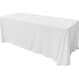 New Creations Fabric & Foam Inc, Long Rectangular Polyester Poplin Tablecloth (96 Inch x 108 Inch) (White)