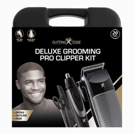 Cutting Edge Hair Clippers for Men, 20 Piece Haircut Kit, Clippers, 11 Guide Combs, Ear & Nose Trimmer, 2 Oils, Brush, Comb, Scissors, Blade Cover, Travel Case, Adjustable Taper, Deluxe Grooming Kit