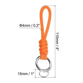 PATIKIL Badge Lanyard with Spring O Ring Flat Key Rings 4 Inch, Braided Wrist Keychain Strap for Keys Whistles Wallets, Orange