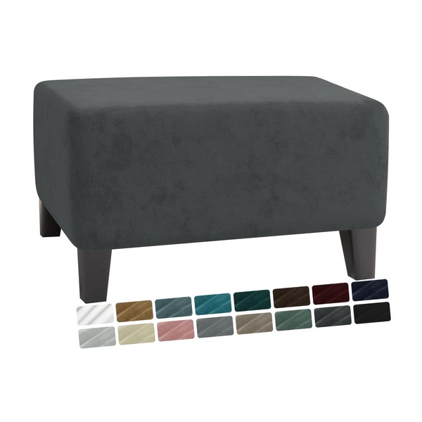 MAXIJIN Velvet Ottoman Cover Rectangular Stretch Square Ottoman Covers Slipcover