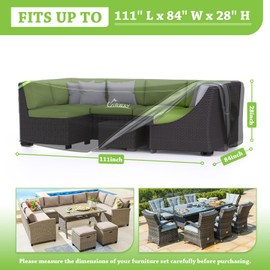 UIRWAY Patio Furniture Coves, 111"L × 84"W × 28"H Outdoor Sectional Sofa Cover Waterproof, Heavy Duty 420D Patio Cover for Outside Garden Dining Table and Chair Set Cover Rectangular with Air Vent