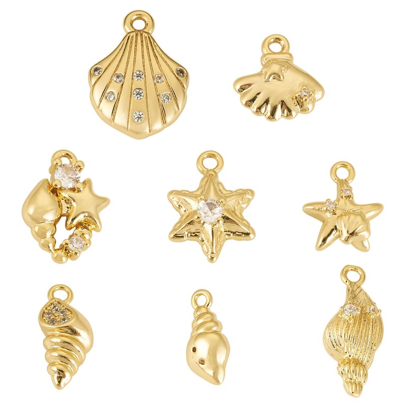 8 Pcs 18K Gold Plated Cubic Zirconia Charms for Permanent