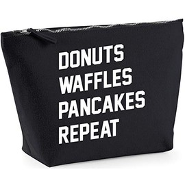 Hippowarehouse Donuts waffles pancakes repeat printed make up cosmetic wash bag 18x19x9cm