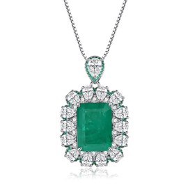 Hius Cubic Zirconia Pendant Necklace for Women, Simulated Sapphire Pendant Necklace, Vintage Crystal Necklace Statement Birthstone Necklace, Blue,Green, Copper, Cubic Zirconia