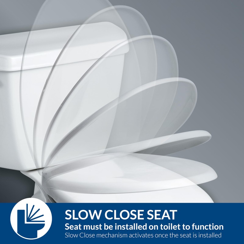 Bemis 730SLEC Slow Close Toilet Seat, Easy Clean Hinges and