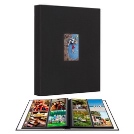 3.5x5 Photo Album, Photo Album 3.5x5 Holds 256 Photos, Linen Cover with Front Window, 3x5 Photo Albums for Wedding Family Baby Anniversary Pictures, Cards (Black)