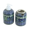 Blue Rose Polish Pottery Sapphire Fields Soap Dispenser & Toothbrush