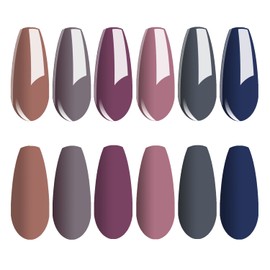 Vishine Fall-Winter Gel Nail Polish Set - 6 Colors Grey Purple Gel Polish Kit Nail Gel Polish Set, Soak Off UV LED Nail Gel Required, 8ml Each Bottle Gel Nail Art