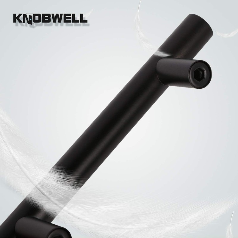 KNOBWELL 6 Pack 3" Kitchen Cabinet Handles Black, Modern Matte