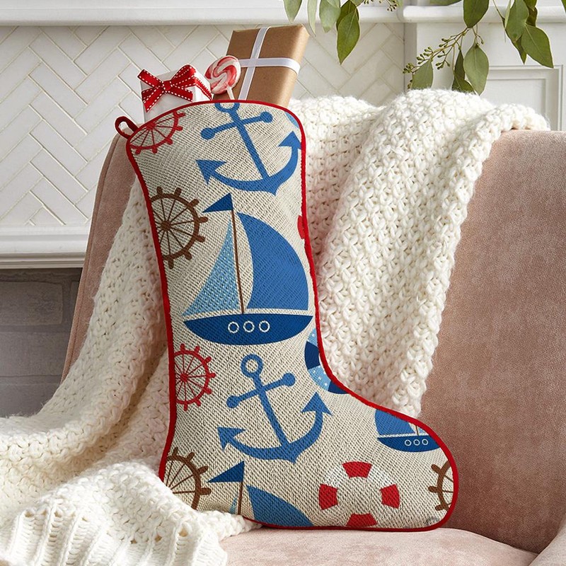 CafePress Nautical Sailboat, Anchor Traditional Christmas Stocking 7.5"x19"