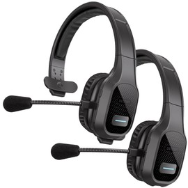 Delton Professional Wireless Computer Headset with Mic | On Ear Bluetooth 5.0 Wireless Headset, 30 Hour All Day Talk Time for Truck Drivers, Home Office, Call Centers (Headset Only, 2-Pack)