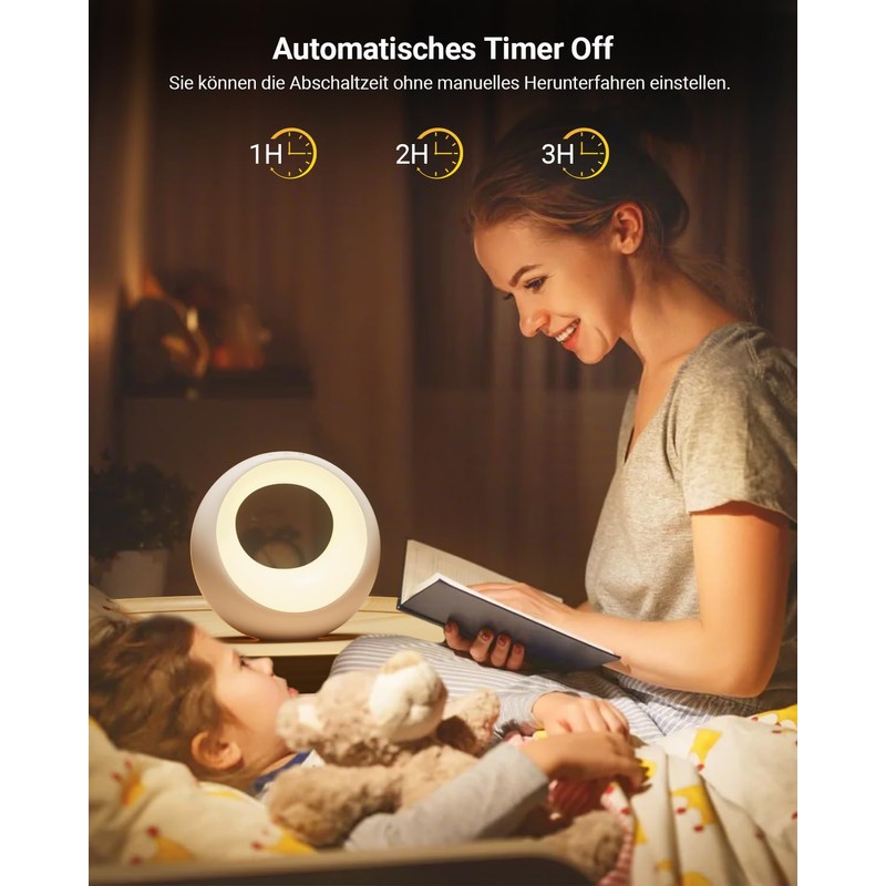 Bonsery Bedside Lamp Touch Dimmable Round with Remote Control, LED
