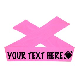 DESIGN YOUR OWN CUSTOM TIE FOOTBALL HEADBAND - NO SPARKLE FLAT LETTERS - FOOTBALL (HOT PINK)