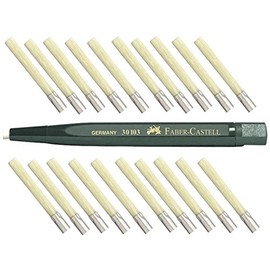 Faber Castell Drehstift mit Glasradierer (Glasfaserpinsel) ultimatives Long-Life Nachfüll-Set inkl. 20 Minen!