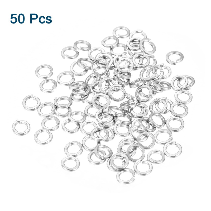 sourcing map M3 Split Lock Washer, 50Pcs 304 Stainless Steel