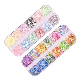 FOMIYES 2 Boxes Diy Nail Art Sequins Nail Glitters Eye Makeup Sequins Nail Glitter Flakes Eyeshadow Flakes Nail Embellishments Face Sequins Makeup Diy Nail Glitter Sticker Manicure