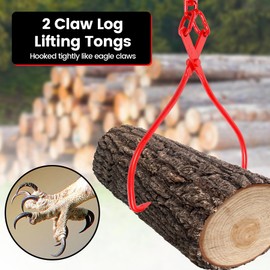 Toriexon Logging Tongs 25 inch 2 Claw, Swivel Steel Log Tongs Timber Claw Hook, Heavy Duty Log Skidding Tongs 1000 Pounds Lifting Capacity for Trucks, ATVs, Tractors, Forklifts
