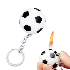Torch Lighter, Creative Football Design Butane Lighter, Windproof Butane Gas Lighter, Cool Adjustable Soft Flame Lighter, Funny Refillable Butane Lighter for Outdoor Indoor(White Football)