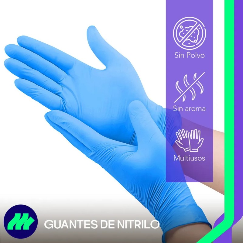 Guantes De Nitrilo Vinil Libre De Latex Sin Polvo 100
